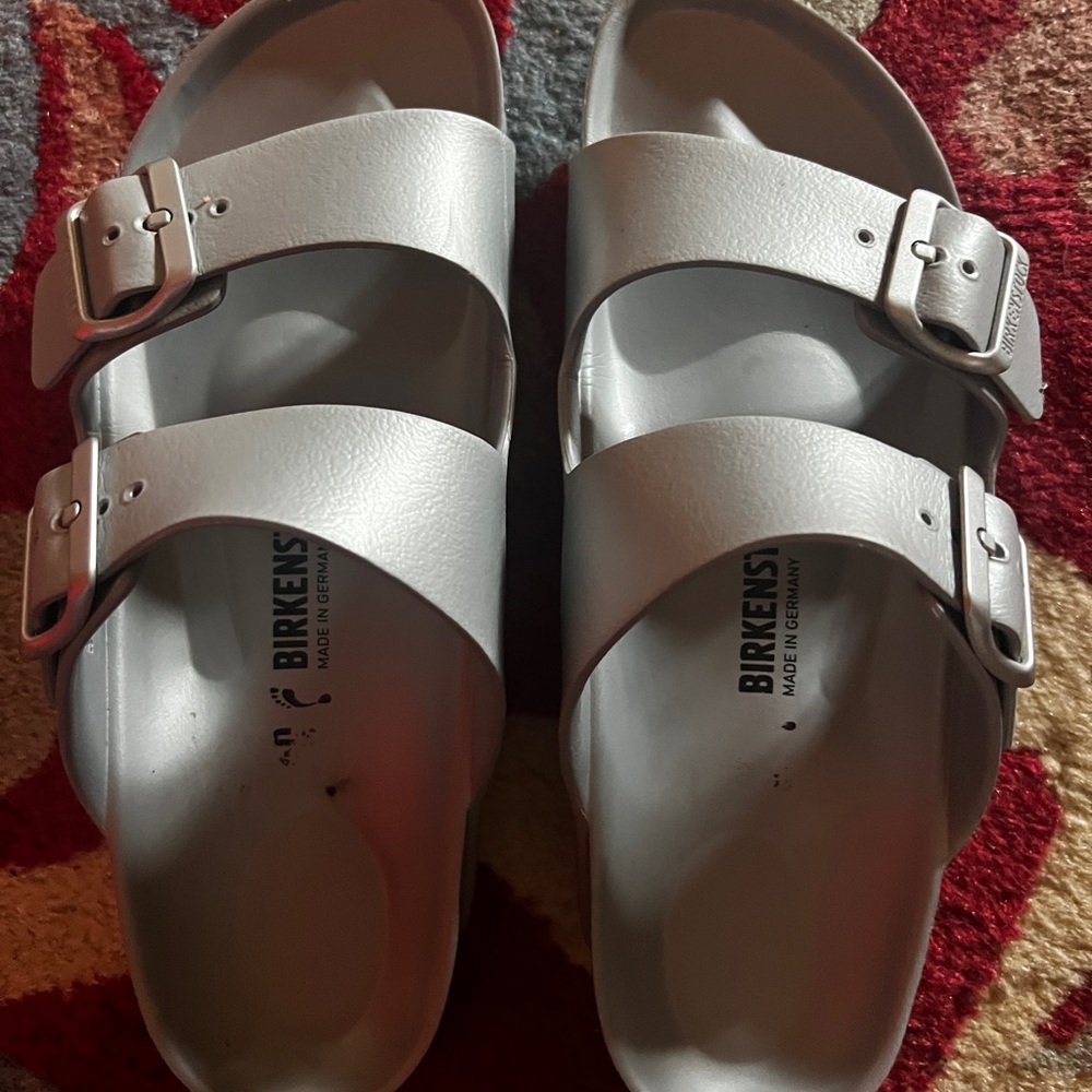 Birkenstock Silver Arizona EVA Sandals 40